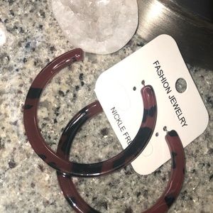 3/ $30 Maroon & Black Leopard Design Hoops
